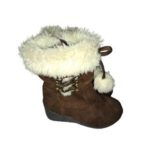 Sugar Too Size 7.5 Brown/Beige Faux Fur Tassel Toddler Boots